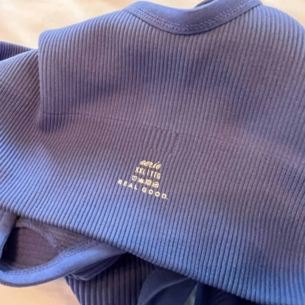 aerie Ribbed Strappy Bralette - Set of 5! Olive, Gray, Blue, Black Set - Picture 2 of 4